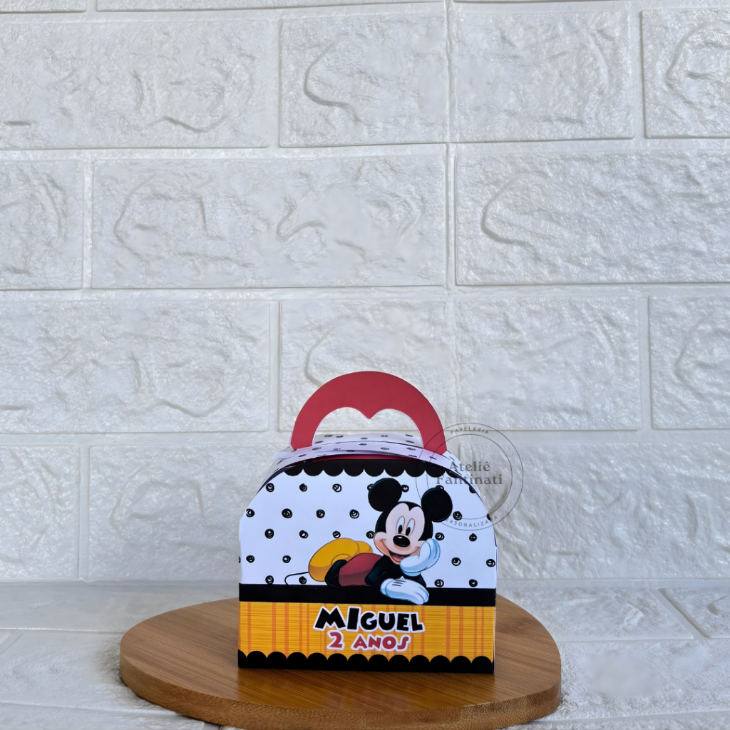 PEGUE E MONTE - Caixinha Maletinha personalizada Mickey -  Lembrancinhas - Caixinhas para festa - Aniversário