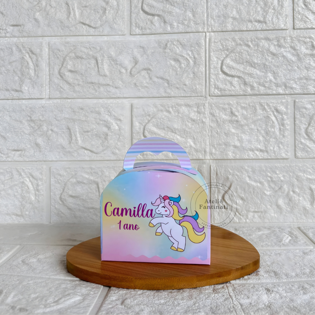 PEGUE E MONTE - Caixinha Maletinha personalizada Unicórnio -  Lembrancinhas - Caixinhas para festa - Aniversário