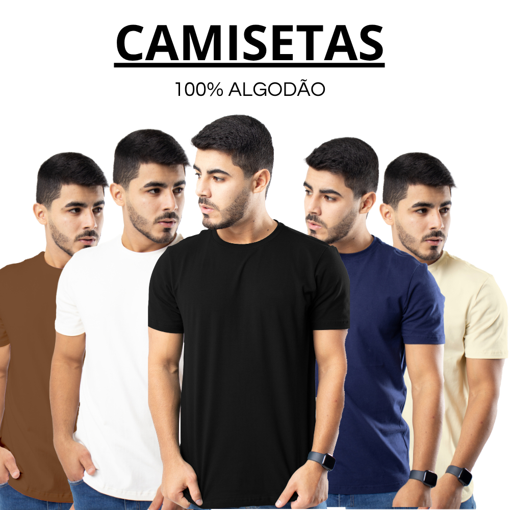 Camiseta Básica Masculina 100% Algodão Lisa Slim Academia Treino Blusa Casual Dia a Dia