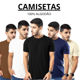 Camiseta Básica Masculina 100% Algodão Lisa Slim Academia Treino Blusa Casual Dia a Dia em Oferta na Shopee