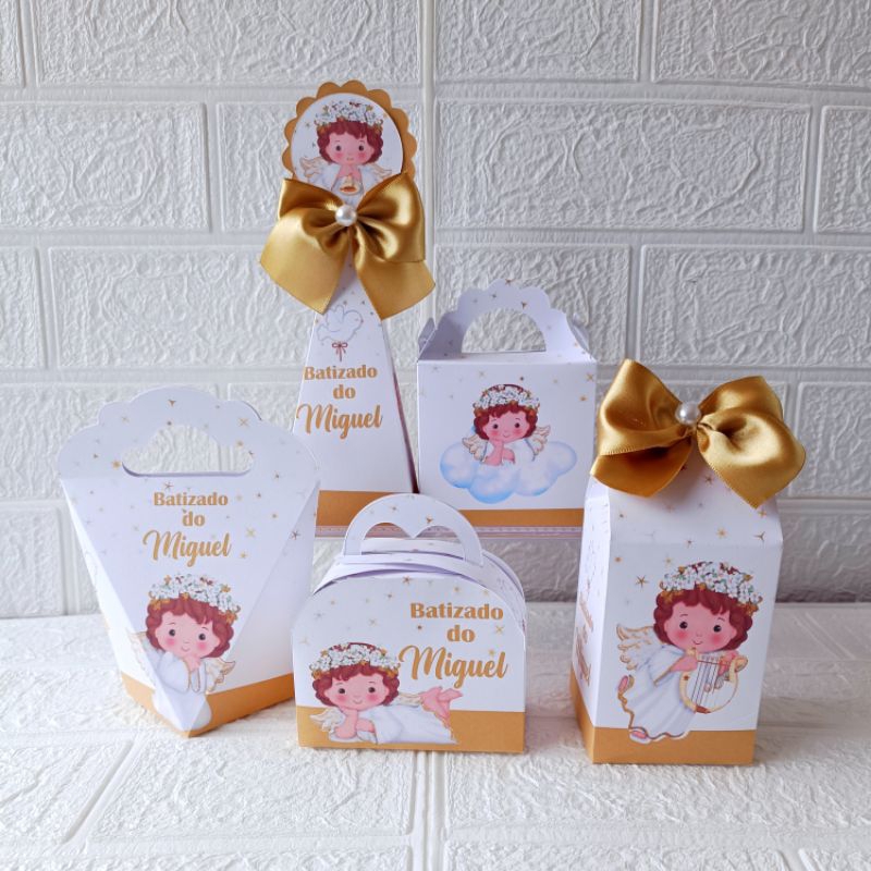 KIT FESTA Caixinha Personalizado Batizado Menino- Pegue e Monte Lembrancinhas