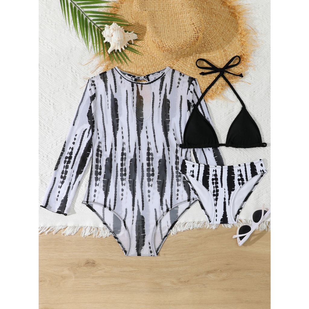 RWX VEST Conjunto Juvenil Feminino com Biquíni e Saída de Praia de Manga Longa – Estilo e Proteção no Verão 2025 J3635
