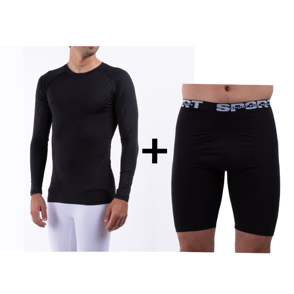 KIT Camisa térmica com Bermuda proteção Uv térmica  proteção solar corrida academia