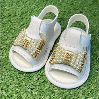 Sandália de Bebê Laço Pérolas  - Sandalinha Recém Nascido Menina em Oferta na Shopee