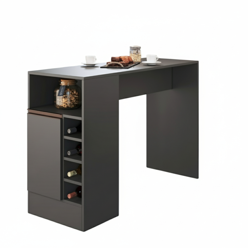 Detalhes do Bancada Balcão/Mesa de Cozinha Gourmet com Adega 1 Porta Cor Grafite - Arte Cas