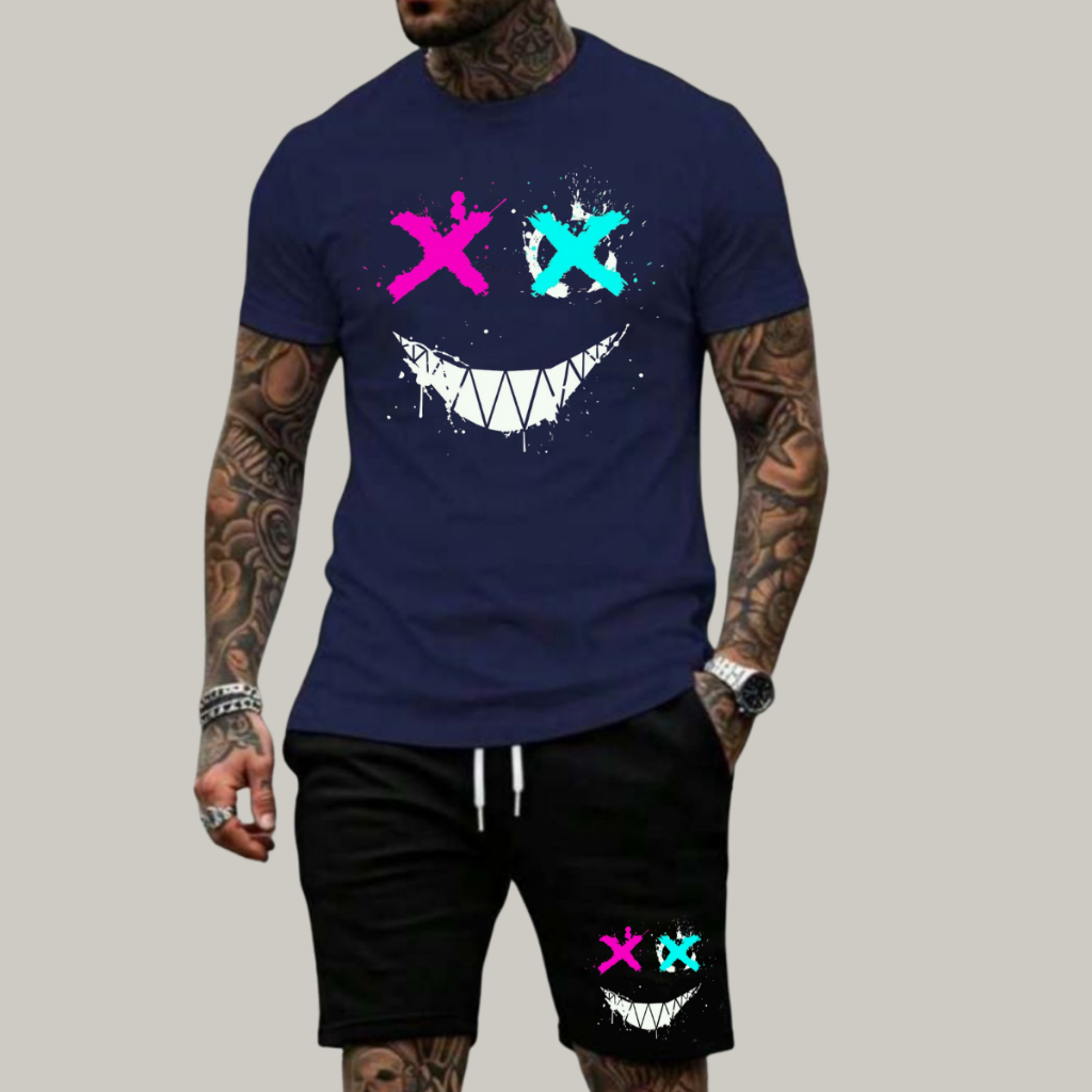 CONJUNTO MASCULINO CAMISETA E BERMUDA ESTILOSO VARIAS CORES P AO GG CONFORTAVEL LINHA PREMIUM CB053