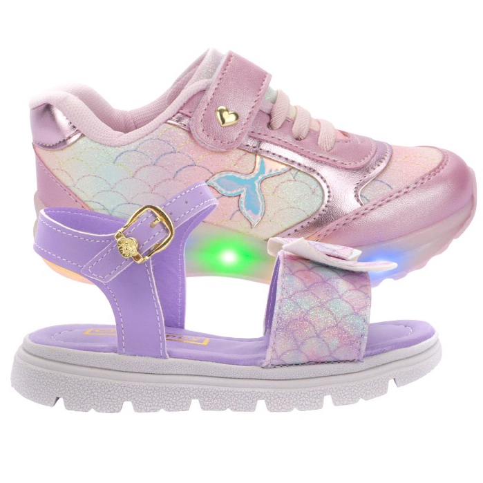 Kit Tenis Infantil Menina Sereia Led e Sandalia Infantil Menina Sereia Tenis infantil Feminino Sandalia em Oferta na Shopee