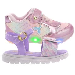 Kit Tenis Infantil Menina Sereia Led e Sandalia Infantil Menina Sereia Tenis infantil Feminino Sandalia
