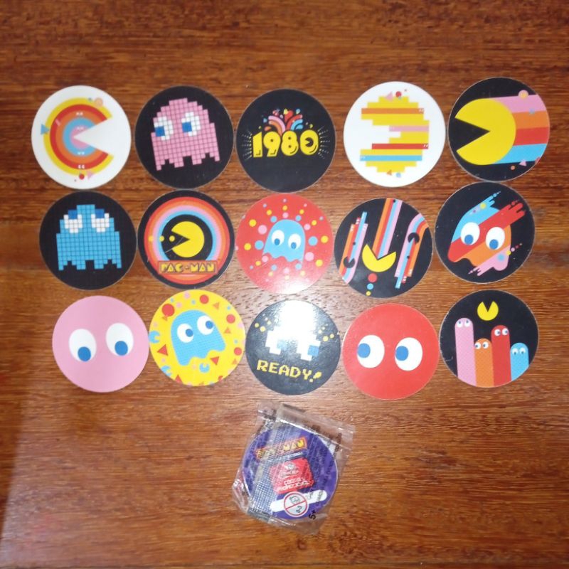 Lote com 16 Tazos Pac-Man Elma Chips