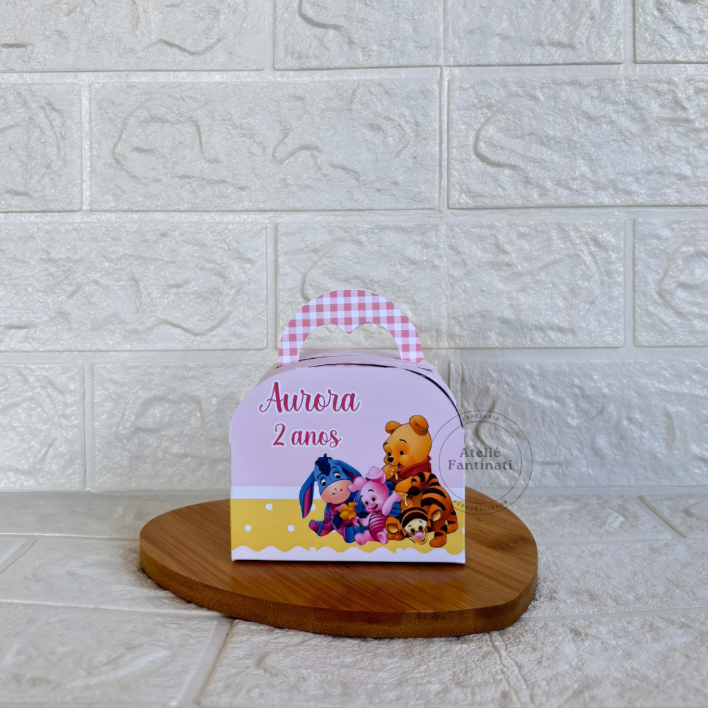 PEGUE E MONTE - Caixinha Maletinha personalizada Ursinho Pooh Menina -  Lembrancinhas - Caixinhas para festa-Aniversário
