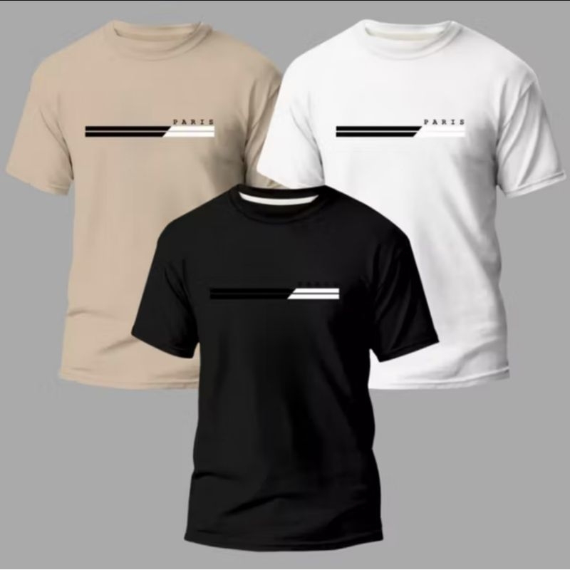 Kit 3 Camiseta Moda Masculina Paris Streetwear Casual