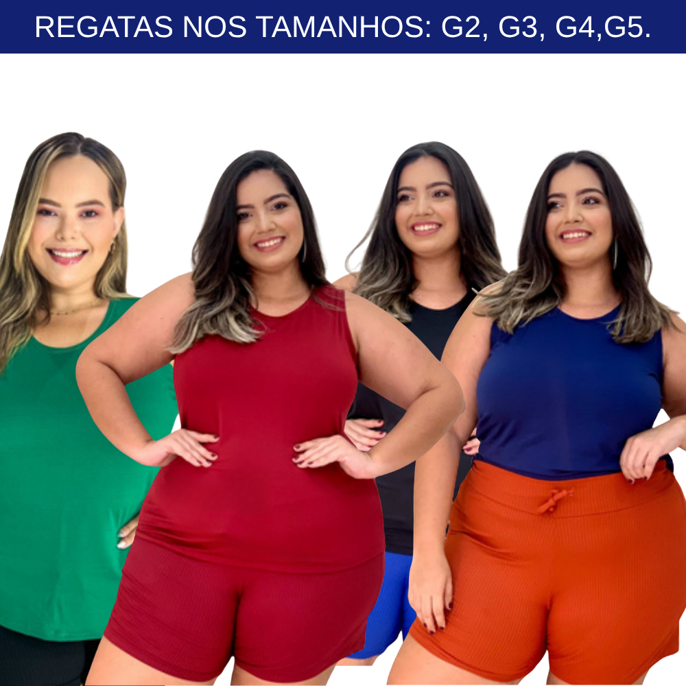 Camiseta Regata Fitness Feminina Plus Size De Malha. em Oferta na Shopee