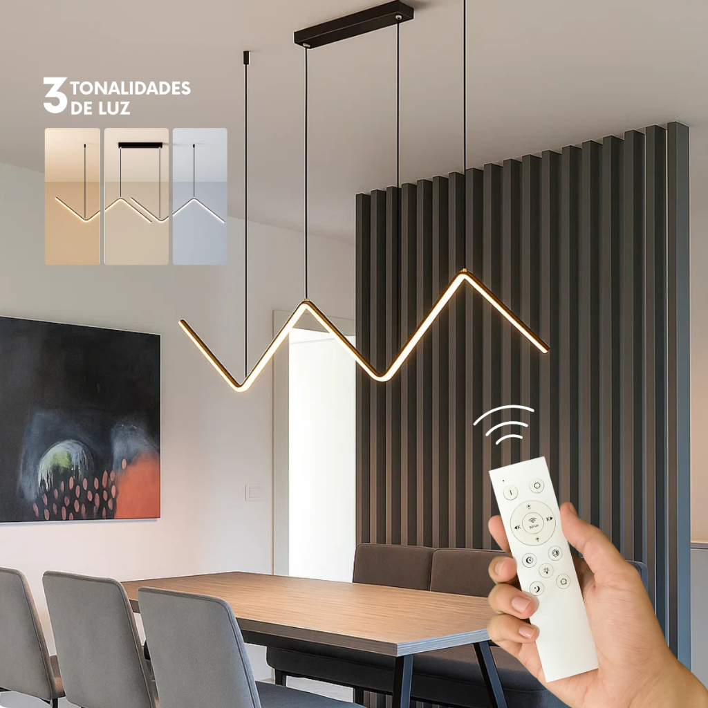 Luminária Preta Moderno Led Minimalista Pendente De Teto Com Controle