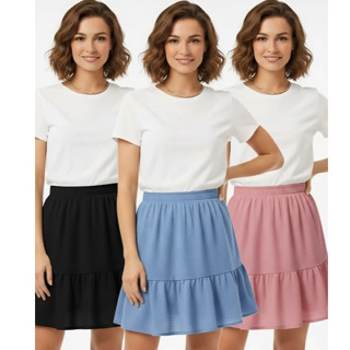 Saia Duna  Com Babados Modinha em Oferta na Shopee