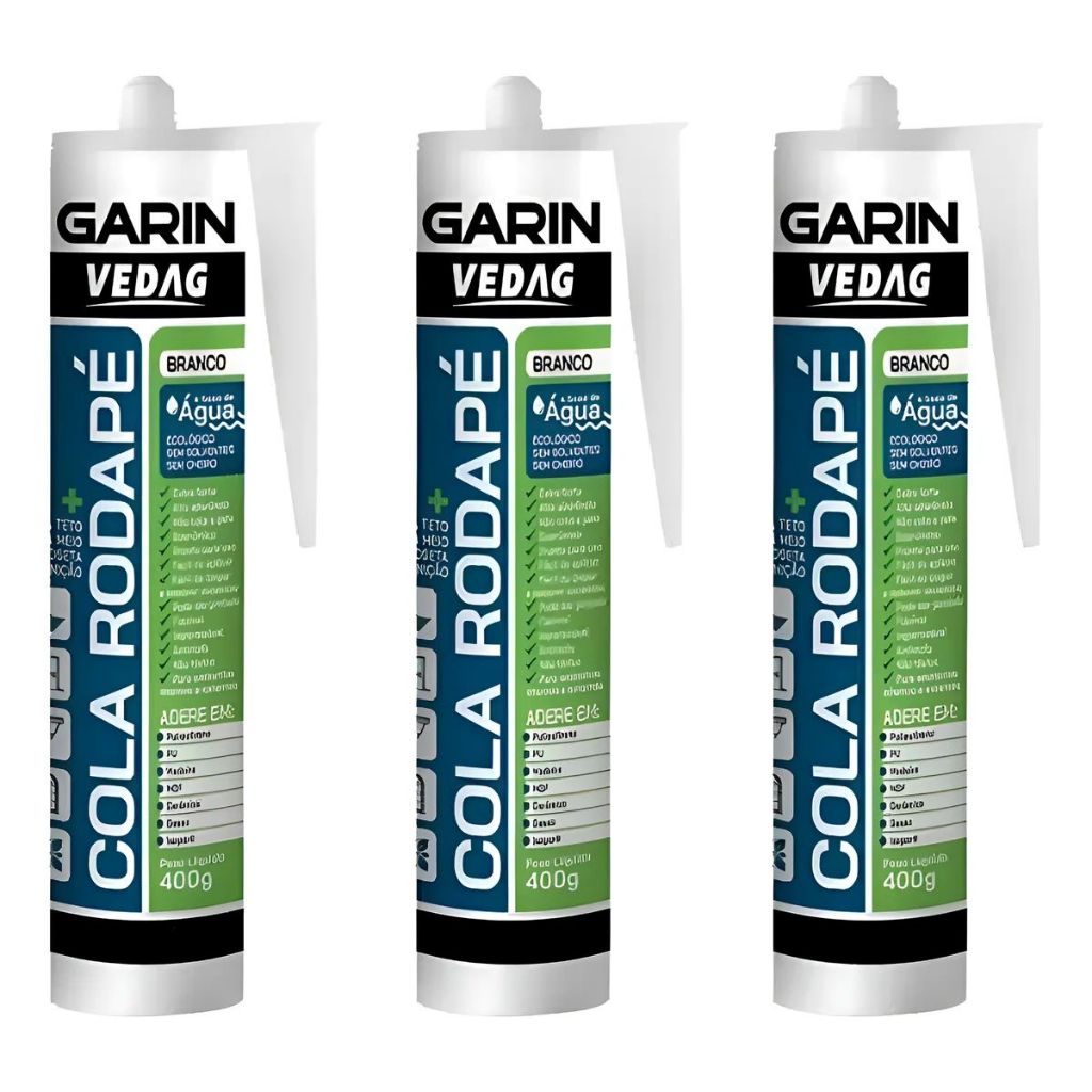 Cola Rodapé 400gr Poliestireno Madeira Gesso Isopor Kit 3un