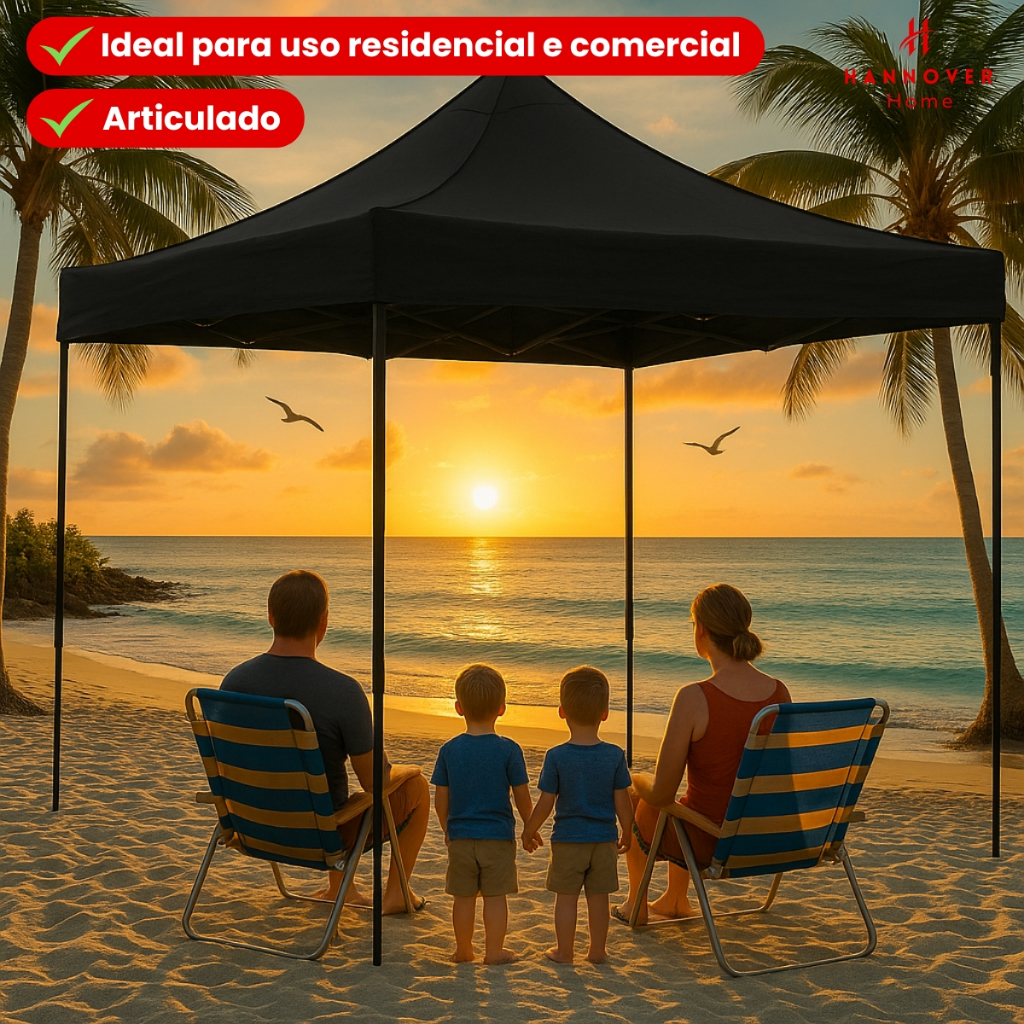 Tenda Gazebo 3x3 M Barraca Safonada Eventos Praia Camping C/Bolsa Eventos Articulada