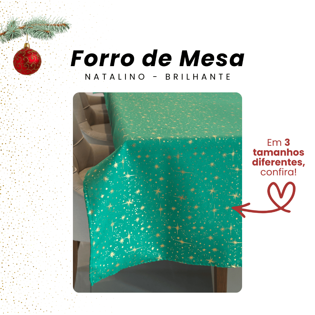 Toalha Mesa Natal Retangular Retangular 2,5m Com Brilho Decoração Natalina Para Sala De Jantar E Ceia De Natal