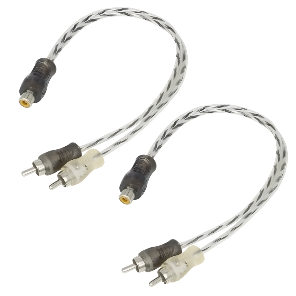 Kit 2 Cabo Y RCA 1 Femea 2 Macho Injetado Vermelho 4mm Som Automotivo Caixa Bob Paredão