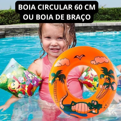 Boia Circular Infantil Colorida 60cm - ENVIO SORTIDO e Boia de Braço do Mickey