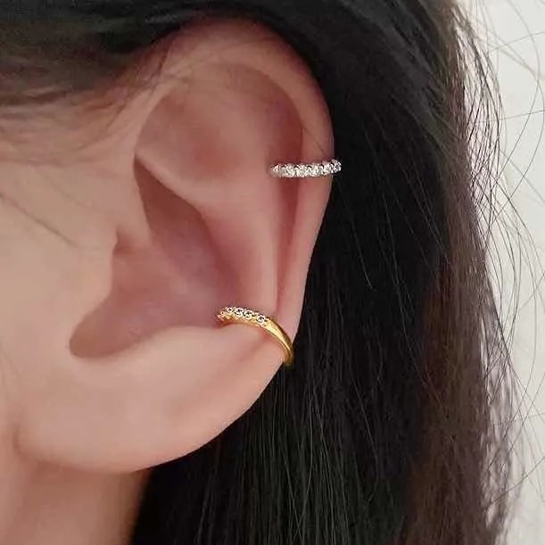 Piercing Pressão de Cartilagem Conch Falso - Jóias Ajustável Ear Cuff Brinco