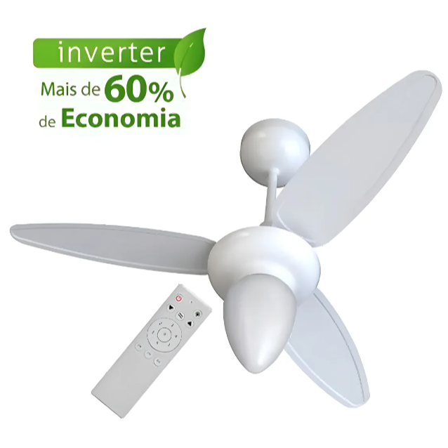 Ventilador de Teto Wind Inverter Com Controle Remoto Ventisol Branco Bivolt