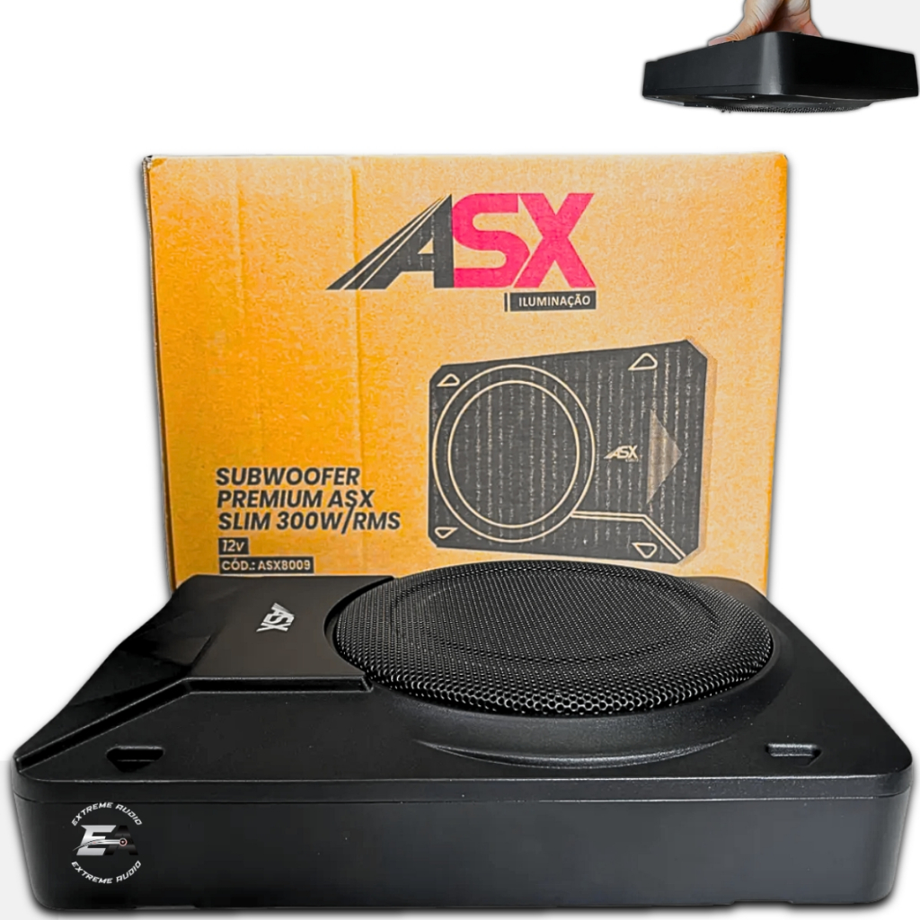CAIXA DE SOM SUBWOOFER PREMIUM ASX SLIM 300W/RMS SOM AUTOMOTIVO AMPLIFICADA em Oferta na Shopee