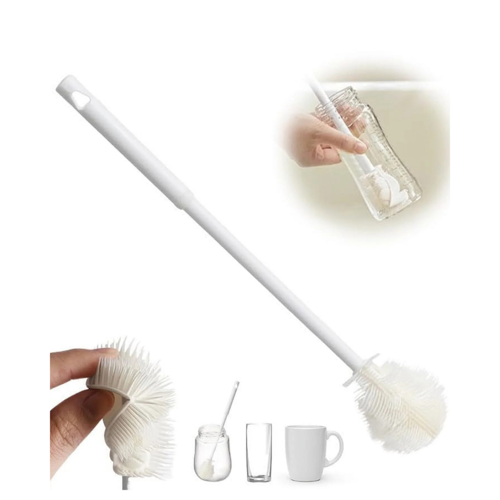 Escova de Lavagem limpeza Silicone C/ Cabo Longo Ideal Para Higienizar Garrafas Copos e Mamadeiras em Oferta na Shopee
