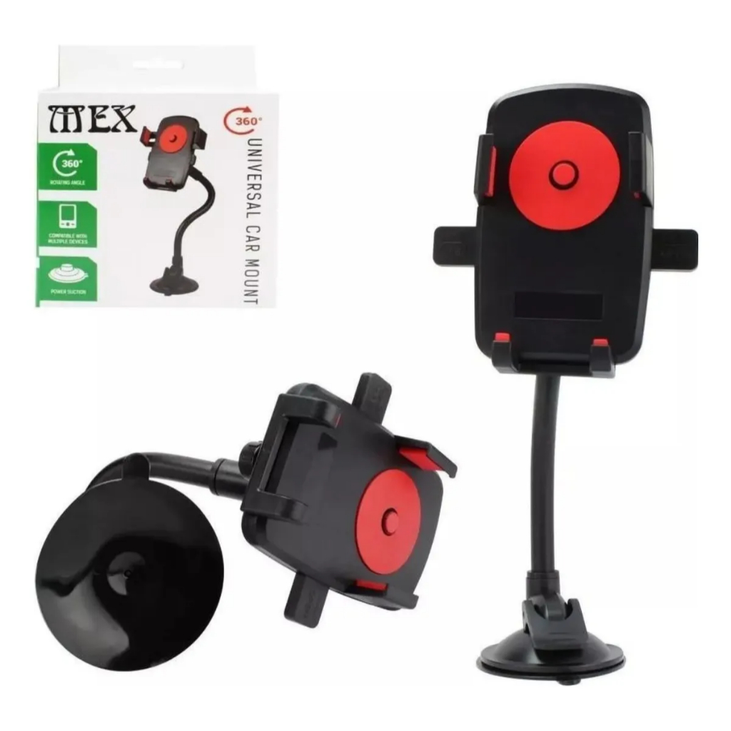 Mex Car Mount 360º – Suporte Veicular Universal p/ Celular – Vermelho