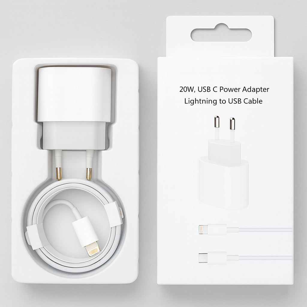 Kit Carregador Turbo 20W + Cabo Tipo-C Lightning | Compatível com iPhone 7 a 14 | Produto Importado