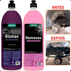 Kit Limpa Baú Alumínio Alumax + Removex Para Chassi Vintex para sujeiras leves e pesadas