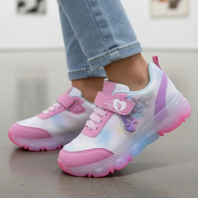 Tênis Infantil Ortopasso Jogging Menina Branco Colorido LED