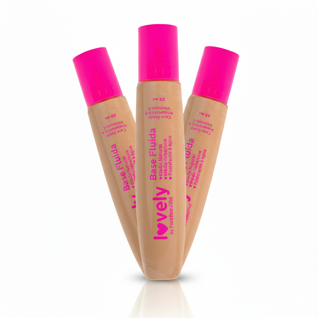 Base Fluída Efeito Natural 25 ml Facial Lovely By Face Beautiful em Oferta na Shopee