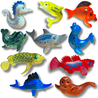 10 Mini Animais Borracha Fundo Do Mar Cavalo Marinho Peixe foca aquário em Oferta na Shopee