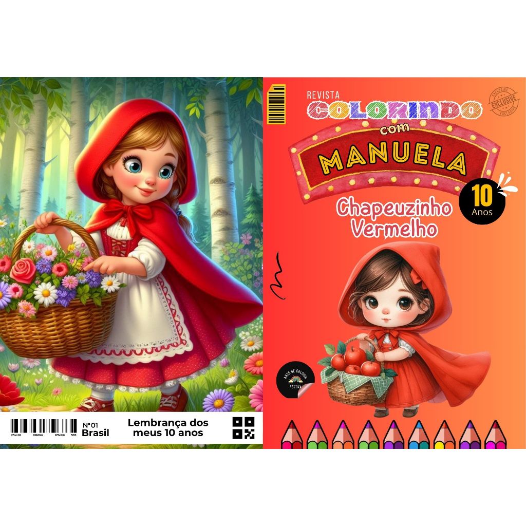 20 Livrinho de Colorir Chapeuzinho Vermelho Personalizado com Nome e Idade Festa Infantil Aniversário
