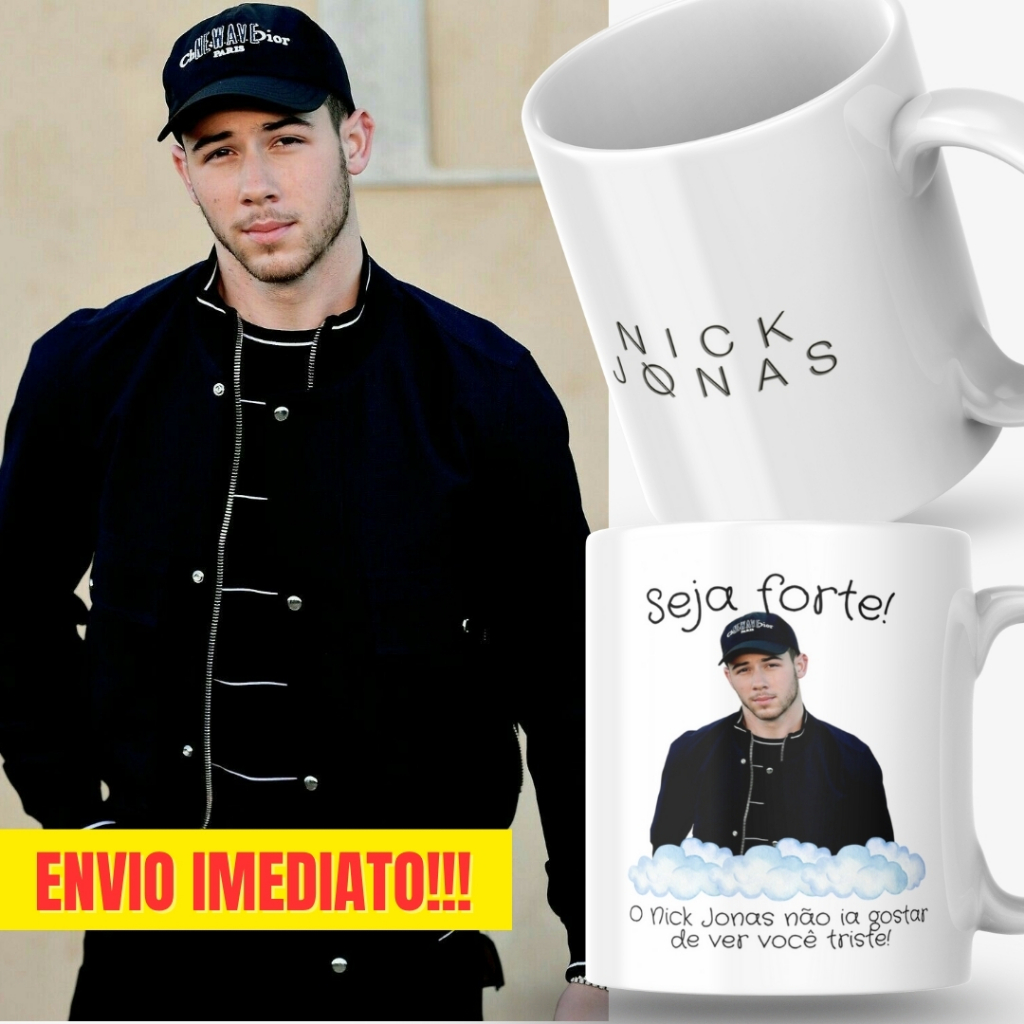 Caneca Xicara Porcelana 325ml Seja Forte Nick Jonas Brothers Personalizada Presente Decoração Casa