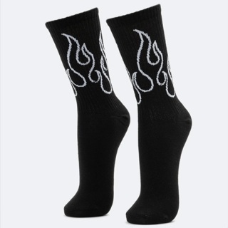 Meia cano alto chamas preta algodão PREMIUM estampa de fogo (ENVIO IMEDIATO) em Oferta na Shopee