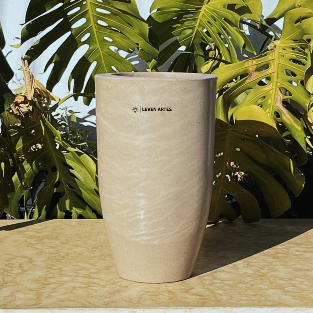 Vaso Planta Sala Coluna Ibiza Cone M Decorativo Liso Luxuoso 50x30 Resistente