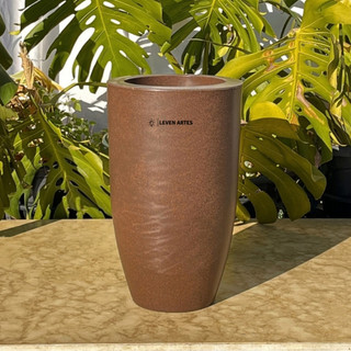 Vaso de Plantas Ibiza Coluna Cone - M - Decorativo - Luxo  - Moderno -50x30 cm - SANTA PALHA DECOR