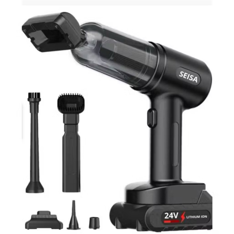 Aspirador de Pó Portátil 7 em 1 24W com Bateria Recarregável 24V Sem Fio, Alta Sucção Leve Silencioso para Casa e Carro