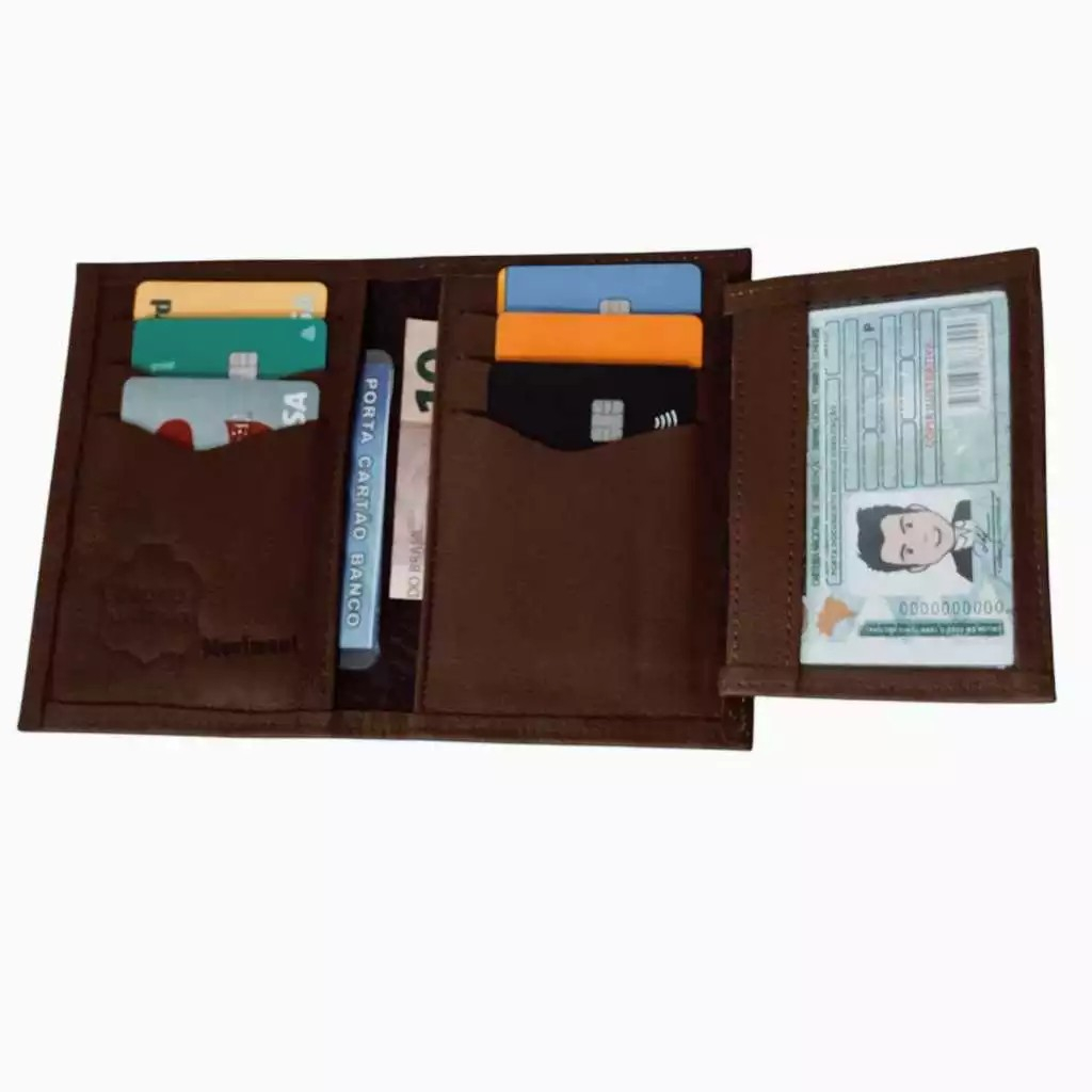 Carteira Porta Cartões  Couro Legitimo Moviment 3 SLIN PARTES