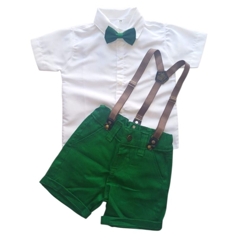 Conjunto suspensório masculino infantil camisa gravata menino festa aniversário batizado casamento natal formatura