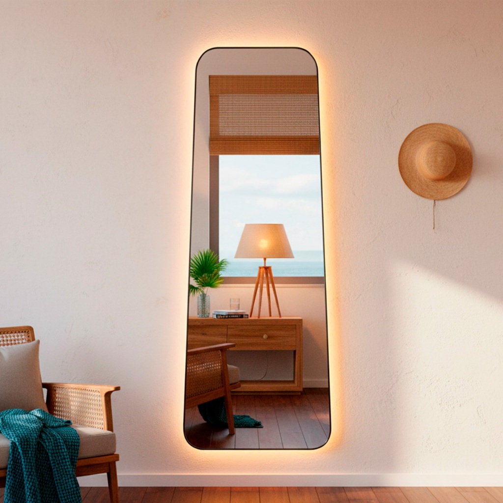 Espelho Corpo Inteiro com Led Orgânico de Parede 170x70 Tetris para Sala Quarto Banheiro em Oferta na Shopee