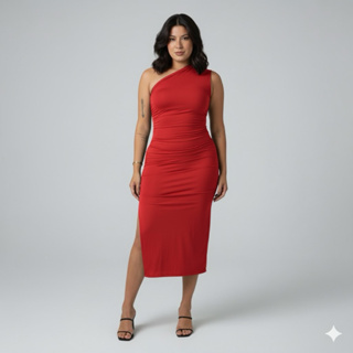 Vestido Midi Mula Manca Feminino Tubinho Suplex Com Fenda em Oferta na Shopee