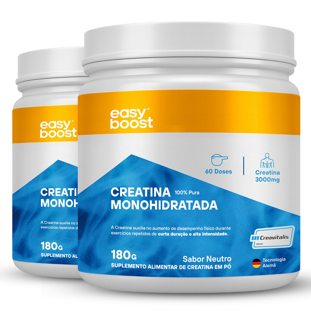 Creatina Creavitalis Easy Boost 100% Pura Monohidratada Kit 2x 180g total de 360g Neutro