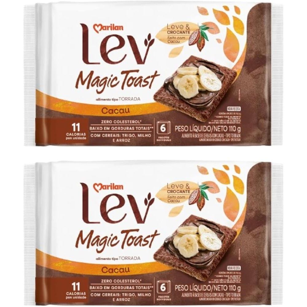 KIT 2 Torrada Marilan Lev Magic Toast Cacau