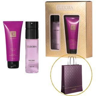 Kit Presente de Natal Eudora Edp: Creme Corporal 100ml + Body Spray 100ml + Sacola