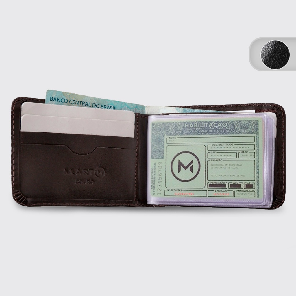 Carteira Couro Legítimo CNH Masculina M.Art 61 em Oferta na Shopee