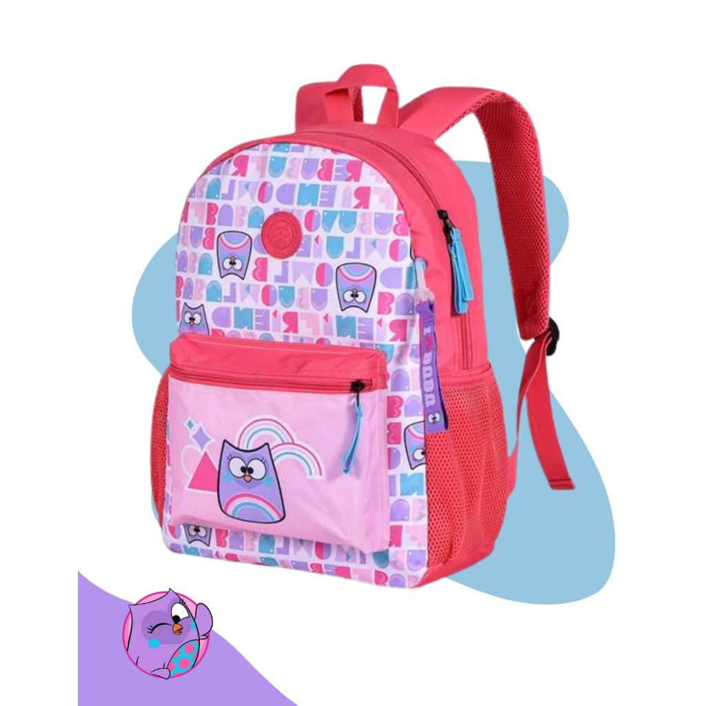 Mochila Escolar Feminina Juvenil Grande Nylon Impermeável Respirável Multiuso Original Bubu e as Corujinhas