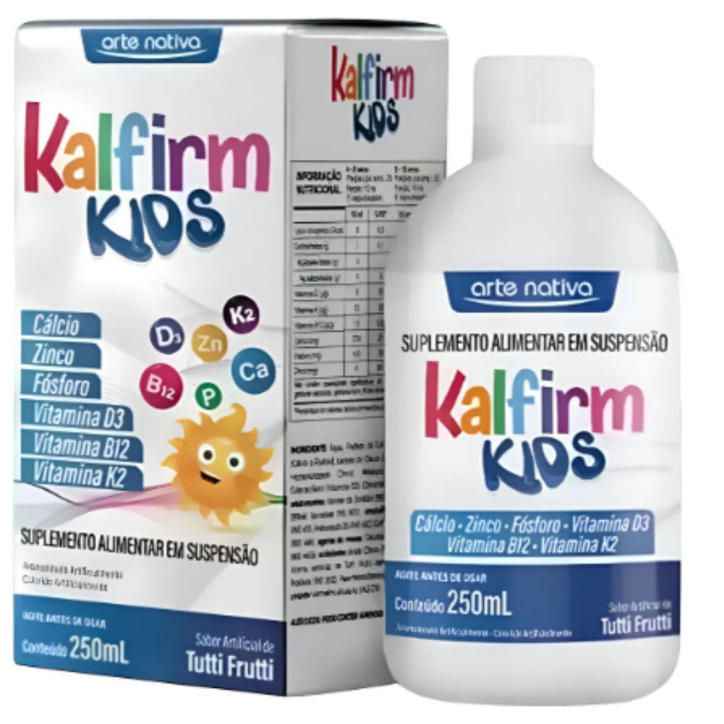 Kalfirm Kids Cálcio, Zinco, Fósforo, B12, D3 e K2 Vitamina Criaça 250mL