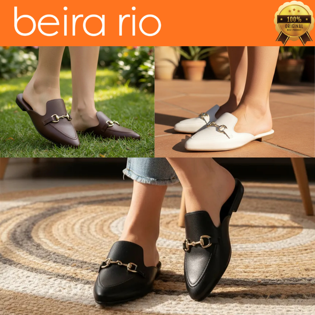 Mule Sapato Feminino Beira Rio Bico Fino Confortável Fivela Original